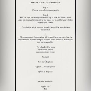 Custom Order Dining Menu - Cream Text Print